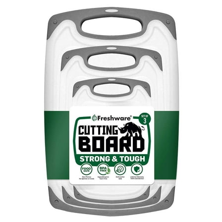 Freshware 3-Piece Plastic Cutting Boards Set for Kitchen