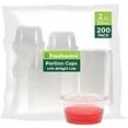 thumbnail image 1 of Freshware Plastic Portion Cups with Lids [2 Ounce, 200 Sets] Disposable Plastic Cups for Meal Prep, Salad Dressing, Jellos Shot Cups, Souffle Cups, Condiment and Dipping Sauce Cups, 1 of 4
