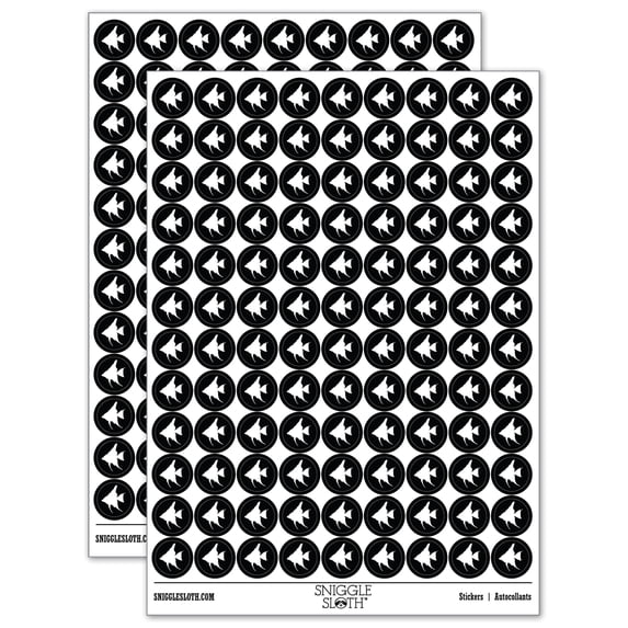 Freshwater Angelfish Fish Silhouette 200+ Round Stickers - Black - Gloss Finish - 0.50" Size