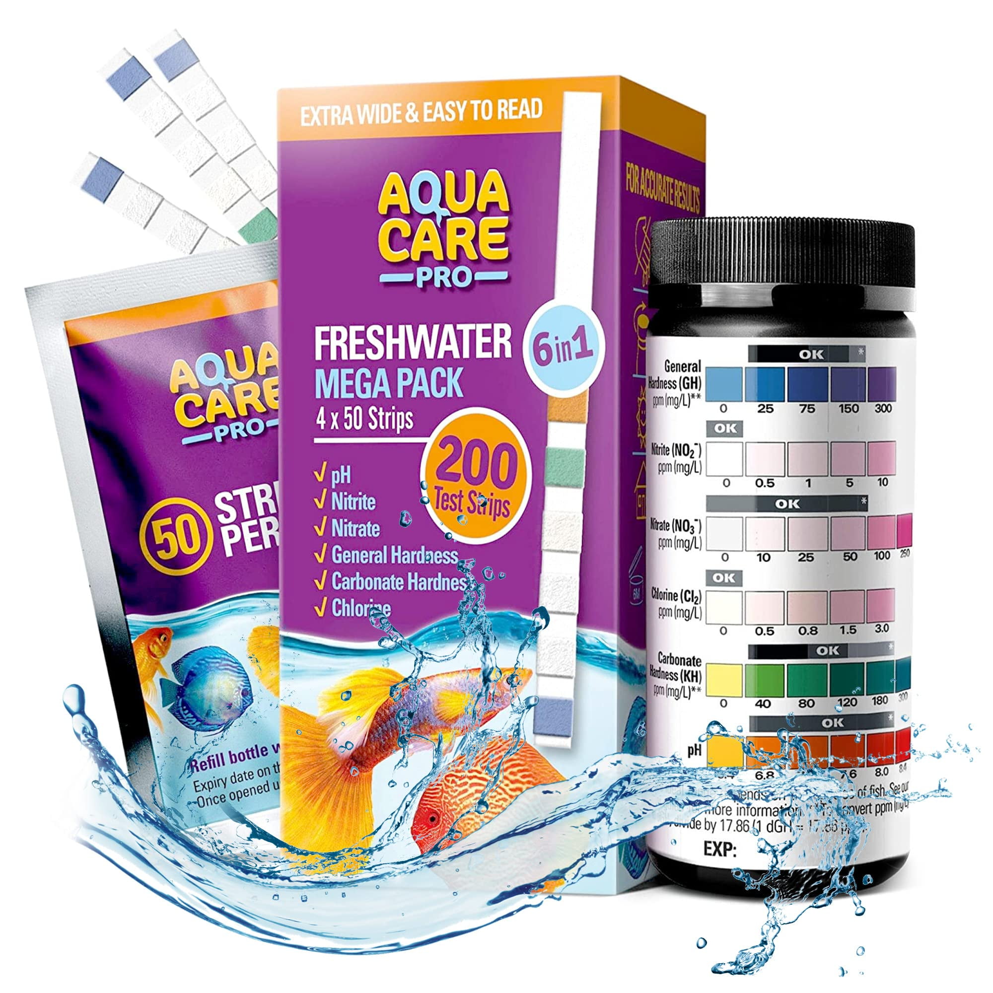 Freshwater Aquarium Test Strips 6 in 1 Fish Tank Test Kit for Testing