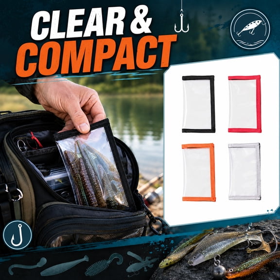Freshwater Bait Protection Kit, 2Pcs 7X4.5In Thin Storage Pouch, Pvc Clear Hook-And-Loop Bait Protective Cover, Transparent Lure Fake Bait Organizer Pouch, Lets You Quickly