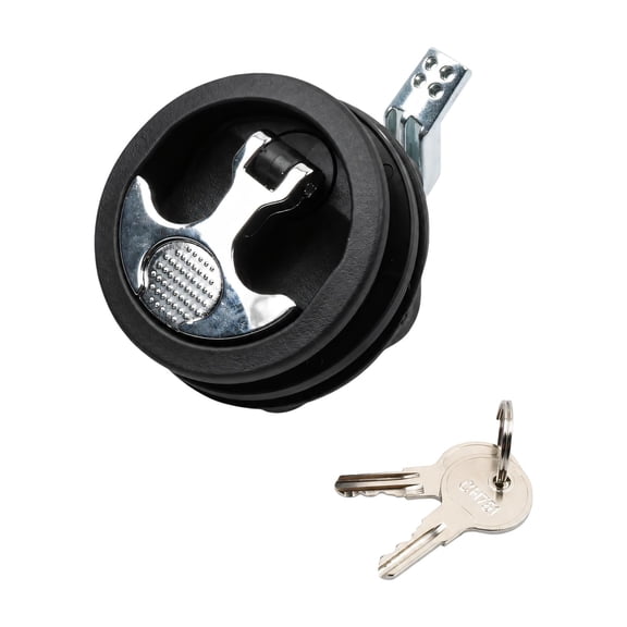 Freshwater Boat Deck Lock with Electroplated T-Handle, Reinforced-Nylon Body, Recessed Installation, Rear Fastening Mechanism, and Key Set