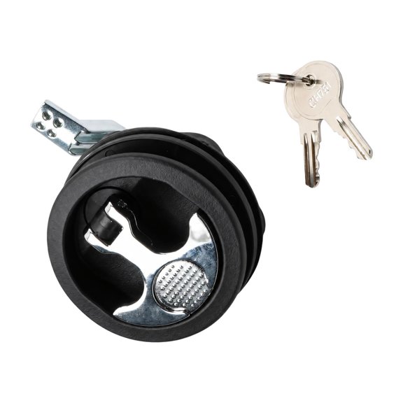 Freshwater Boat Deck Lock with Electroplated T-Handle, Reinforced-Nylon Body, Recessed Installation, Rear Fastening Mechanism, and Key Set