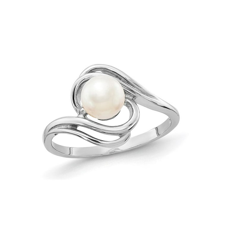 14k White Gold 5.5mm Freshwater Cultured Pearl Ring 14k White Gold 5.5mm Freshwater Cultured Pearl Ring