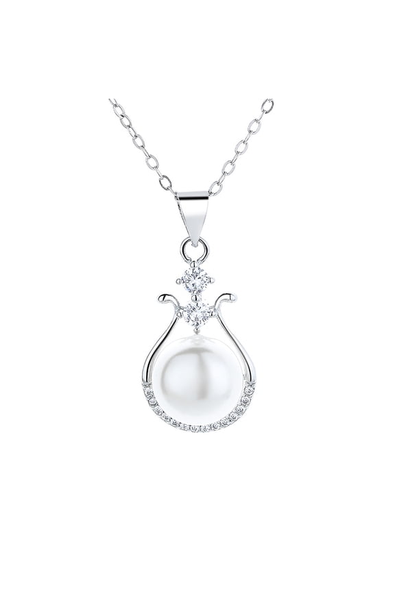 Freshwater Cultured Single Pearl Pendant, 18K Gold Plated 925 Sterling Silver Jewelry, Genuine Premium AAA Top Grade Real Pearl, Anniversary Birthday Gifts for Women Mom Wife