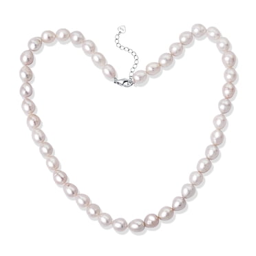 Yami 7-8 mm Freshwater Cultured White Pearl Necklace 18+2 in with 925 Sterling Silver Clasp Valentine's Day Gift for Her