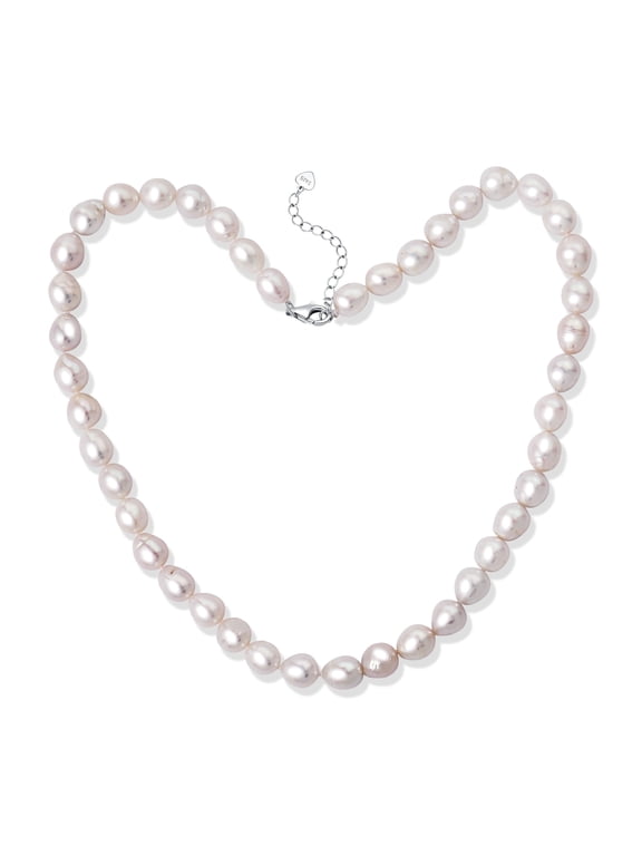 7-8 mm Freshwater Cultured White Pearl Necklace 18+2 in with 925 Sterling Silver Clasp Valentine's Day Gift for Her