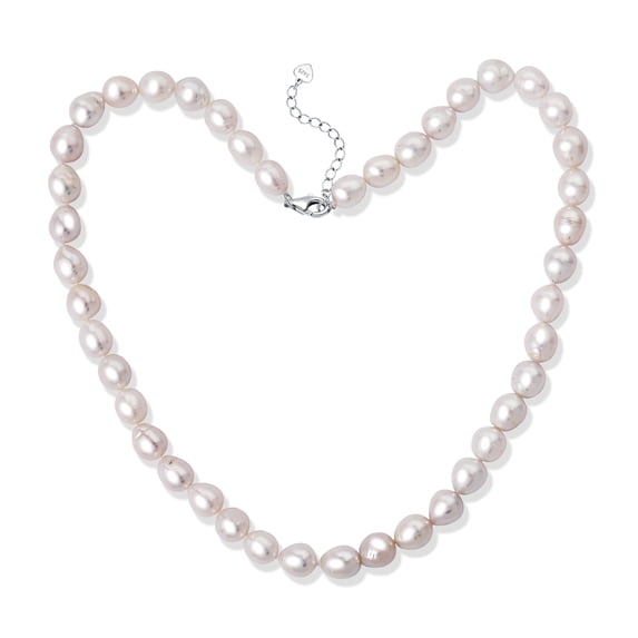 Yami 7-8 mm Freshwater Cultured White Pearl Necklace 18+2 in with 925 Sterling Silver Clasp Valentine's Day Gift for Her