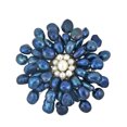 thumbnail image 1 of Freshwater Dyed Blue Pearls Retro Floral Pin-Brooch, 1 of 5