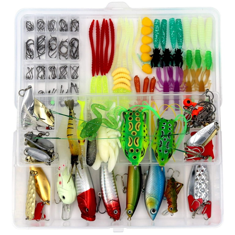 Freshwater Fishing Lures Kit for Bass, Trout, Including Crankbaits, Soft  Plastic Worms, Topwater Frog Lures, Saltwater Fishing Tackle Gear Equipment  with Free Tackle Box (234pcs) 
