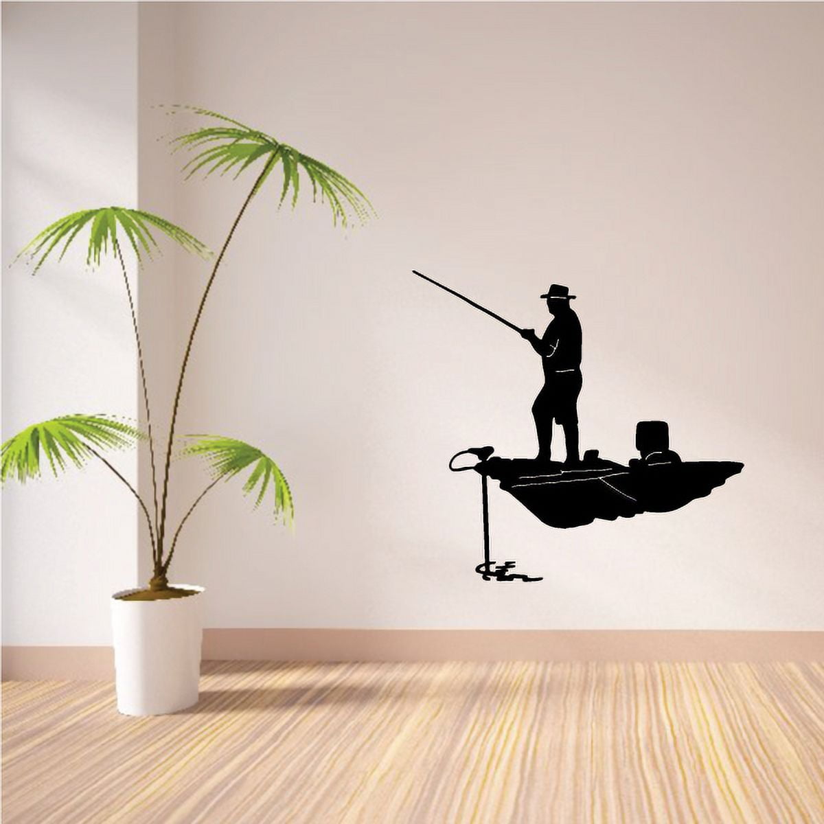 Freshwater Fishing Man and Boat Decal - 36 Inches 