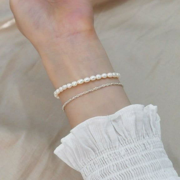 Freshwater Pearl Bracelet , 2 Layer S925 Silver Bracelet, Bridesmaid Bridal Wedding Gift - Shanali Jewelry