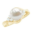 thumbnail image 1 of Rosec Jewels Cultured Freshwater Pearl Bypass Engagement Ring (8mm, 7 Carat, AAA Grade) - Natural Pearl Diamond Ring for Women, 14K Yellow Gold, US 5.00, 1 of 8