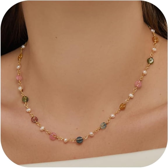 Freshwater Pearl Donut Birthstone Choker Necklace For Women[Z3863]