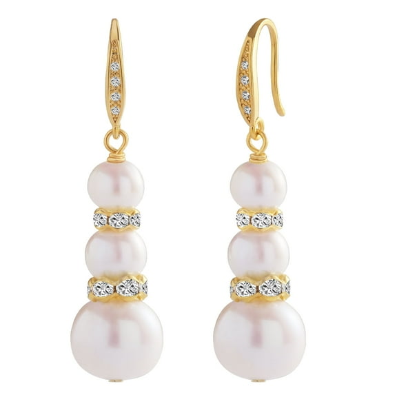 Freshwater Pearl Drop Hook Earrings Luxurious Elegant Handmade Jewelry Gifts for Women