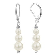 ZVVBOO Freshwater Pearl Earrings 925 Sterling Silver Leverback Pearl Drop Earrings for Women Jewelry Gifts