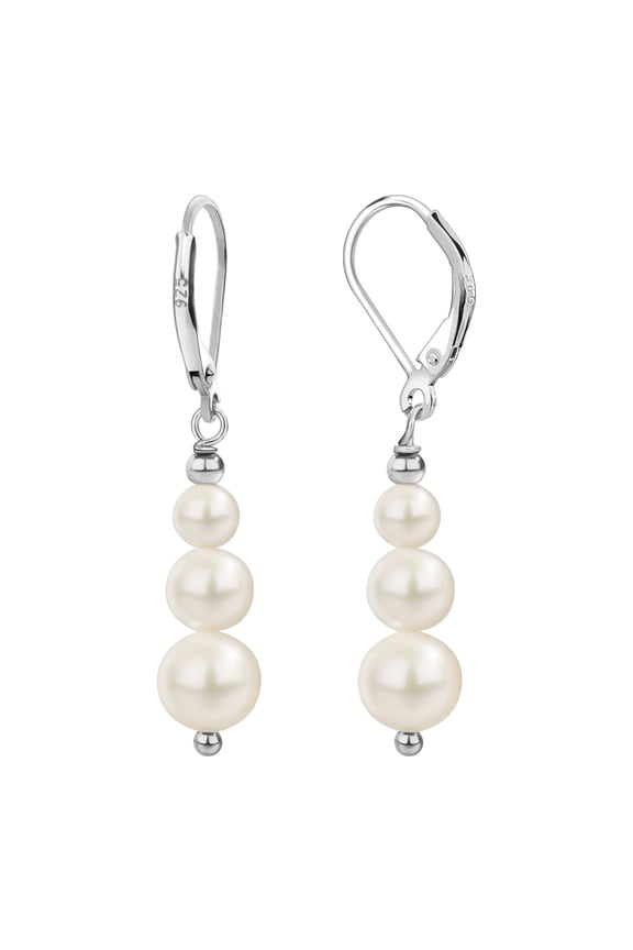 Freshwater Pearl Earrings 925 Sterling Silver Leverback Pearl Drop Earrings for Women Jewelry Gifts