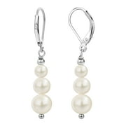 Freshwater Pearl Earrings Female Silver Leverback Pearl Drop Earrings for Women Girls Jewelry Gifts