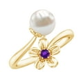 thumbnail image 1 of Rosec Jewels Freshwater Pearl Floral Ring for Women with Amethyst, Cocktail Ring, 18K Yellow Gold, US 5.00, 1 of 9