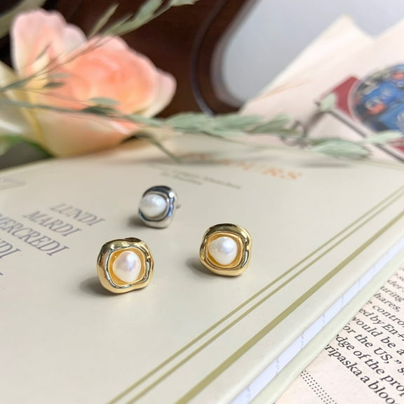 Freshwater Pearl In Infinity Gold Earrings