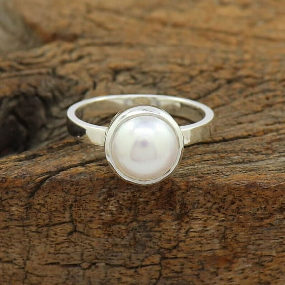 Freshwater Pearl Ring 925 Sterling Silver Handmade Birthday Ring All Sizes