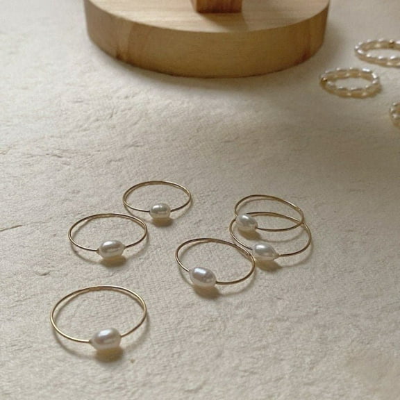 Freshwater Pearl Ring (Gold Filled), Single Rice Pearl