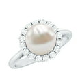 thumbnail image 1 of Rosec Jewels Freshwater Pearl Halo Engagement Ring for Diamond - 8 mm - 7 Carat - AAA Quality - with Jewelry Box, 14K White Gold, US 8.00, 1 of 7