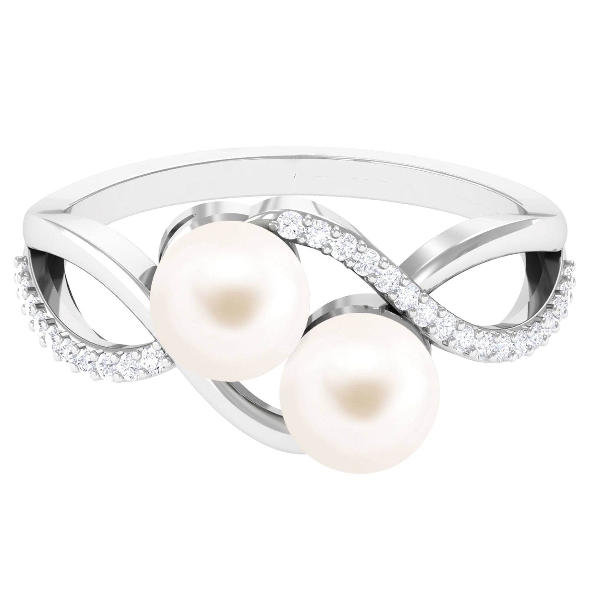Infinity Ring with Diamonds and Tahitian Pearl |Robert Wan