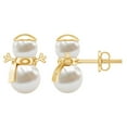 thumbnail image 1 of Rosec Jewels Freshwater Pearl Snowman Stud Earrings for Women - 8.50 CT - AAA Quality, 14K Yellow Gold, 1 of 8