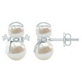 thumbnail image 1 of Rosec Jewels Freshwater Pearl Snowman Stud Earrings for Women - 8.50 CT - AAA Quality, 925 Sterling Silver, 1 of 7