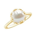 thumbnail image 1 of Rosec Jewels Cultured Freshwater Pearl Solitaire Ring for Women (7 Carat, AAA Grade) - June Birthstone Ring with Jewelry Box, 10K Yellow Gold, US 3.00, 1 of 8