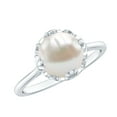 thumbnail image 1 of Rosec Jewels Freshwater Pearl Solitaire Ring for Women (8mm, 7.5 Ct, AAA Grade) - June Birthstone Ring with Jewelry Box, 14K White Gold, US 5.00, 1 of 8