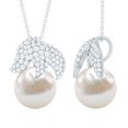 thumbnail image 1 of Rosec Jewels Freshwater Pearl Diamond Necklace for Women - Cocktail Necklace (12 mm - AAA Quality Certified), 10K White Gold, 1 of 8