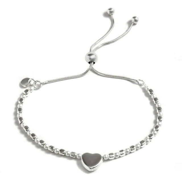 Freshwater Pearl Sterling Silver Mini Heart Charm Adjustable Bracelet