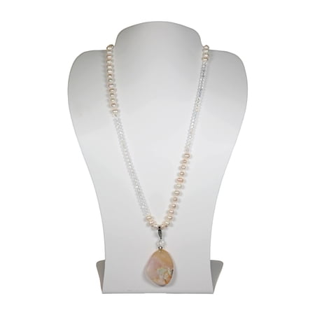 MGR! My Gems Rock Pendant White Freshwater Pearl and Crystal Necklace