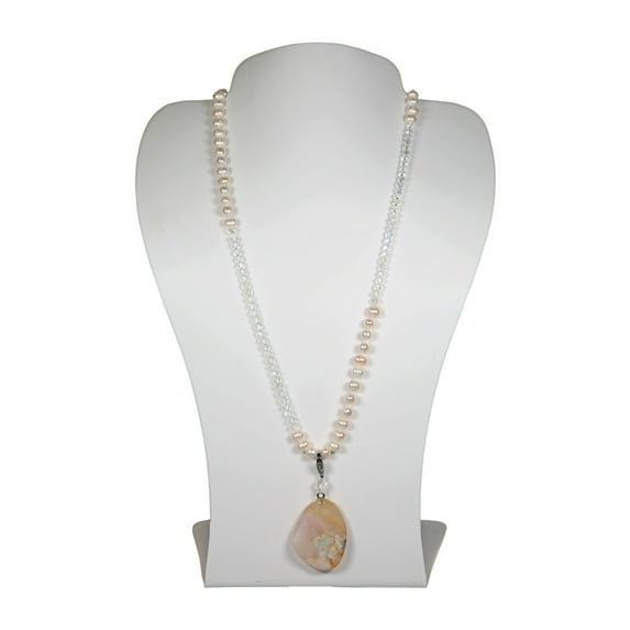MGR! My Gems Rock Pendant White Freshwater Pearl and Crystal Necklace