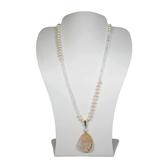 MGR! My Gems Rock Pendant White Freshwater Pearl and Crystal Necklace