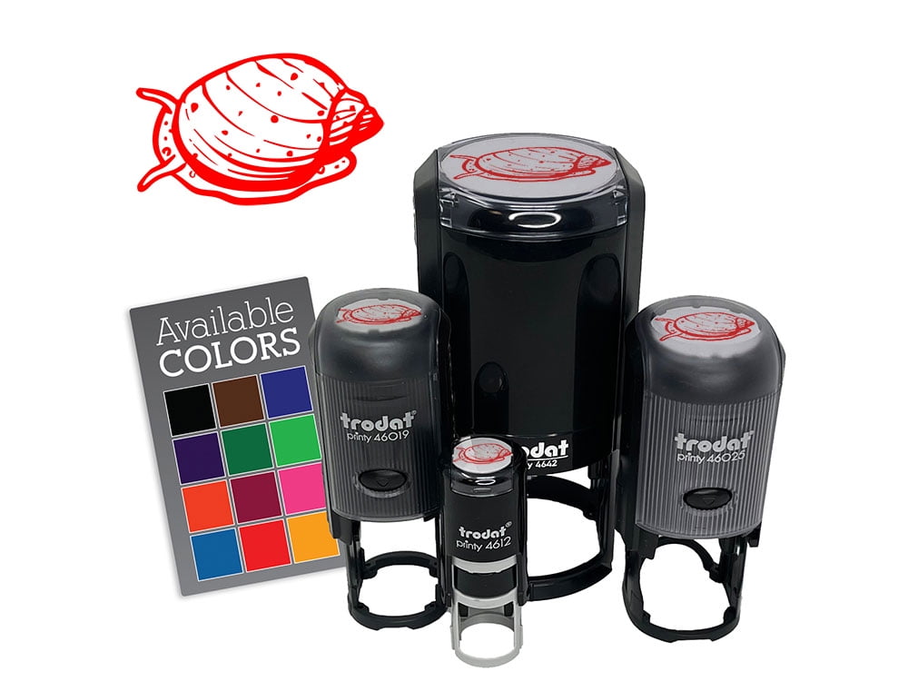 Freshwater Pond Snail Mollusk Shell Self-Inking Rubber Stamp Ink Stamper - Black Ink - Small 3/4 Inch