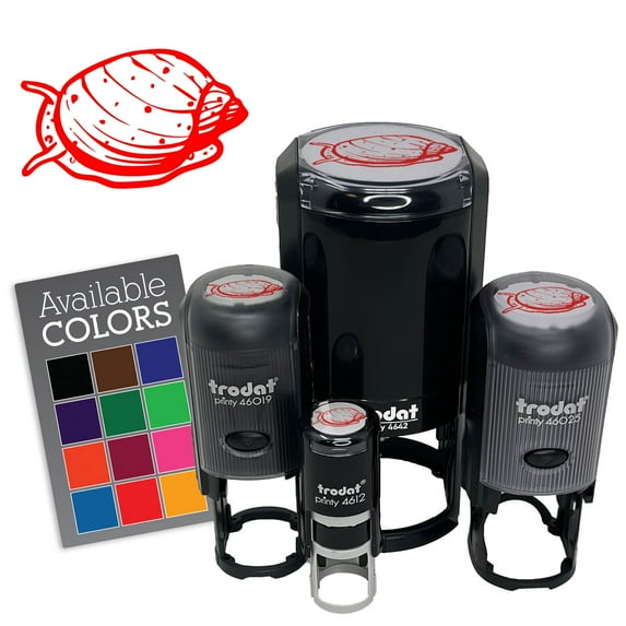 Freshwater Pond Snail Mollusk Shell Self-Inking Rubber Stamp Ink Stamper - Blue Ink - Medium 1 Inch