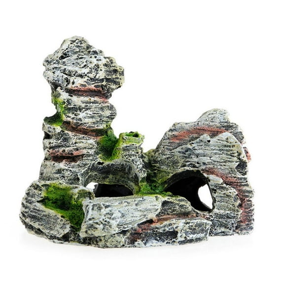 Freshwater Saltwater Aquarium Mountain Ornament Rockery Landscape Fish Tank Decor Fishes House Viewing Cave Rock Accessories - 11.5x9x11cm