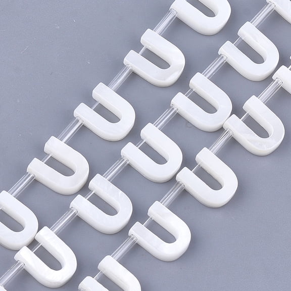 Freshwater Shell Beads Top Drilled Beads Letter.U 10x8x3mm Hole: 0.8mm DIY