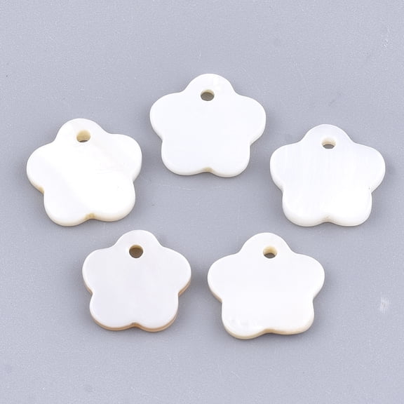 Freshwater Shell Pendants Flower 11~12x11~12x2mm Hole: 1.2mm