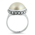 thumbnail image 1 of Freshwater Simulated Pearl Ball Bali Bead Halo Ring .925 Sterling Silver Band Jewelry Female Size 9, 1 of 4