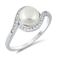 thumbnail image 1 of Freshwater Simulated Pearl Halo Infinity Knot Ring 925 Sterling Silver Band White CZ Female Size 4, 1 of 4