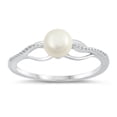 thumbnail image 1 of Freshwater Simulated Pearl Infinity Knot Dainty Ring .925 Sterling Silver Band Jewelry Female Size 8, 1 of 4