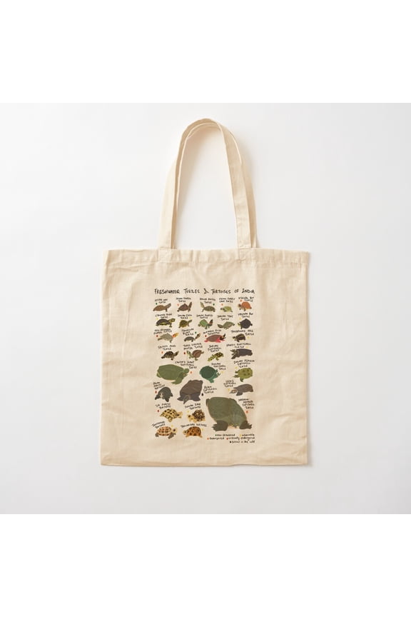 Freshwater Turtles And Tortoises Of India Canvas Tote Bags, Reusable Shopping Bag