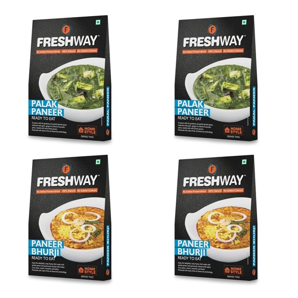 Freshway Pack Of 4 (Palak Paneer & Palak Paneer & Paneer Bhurji