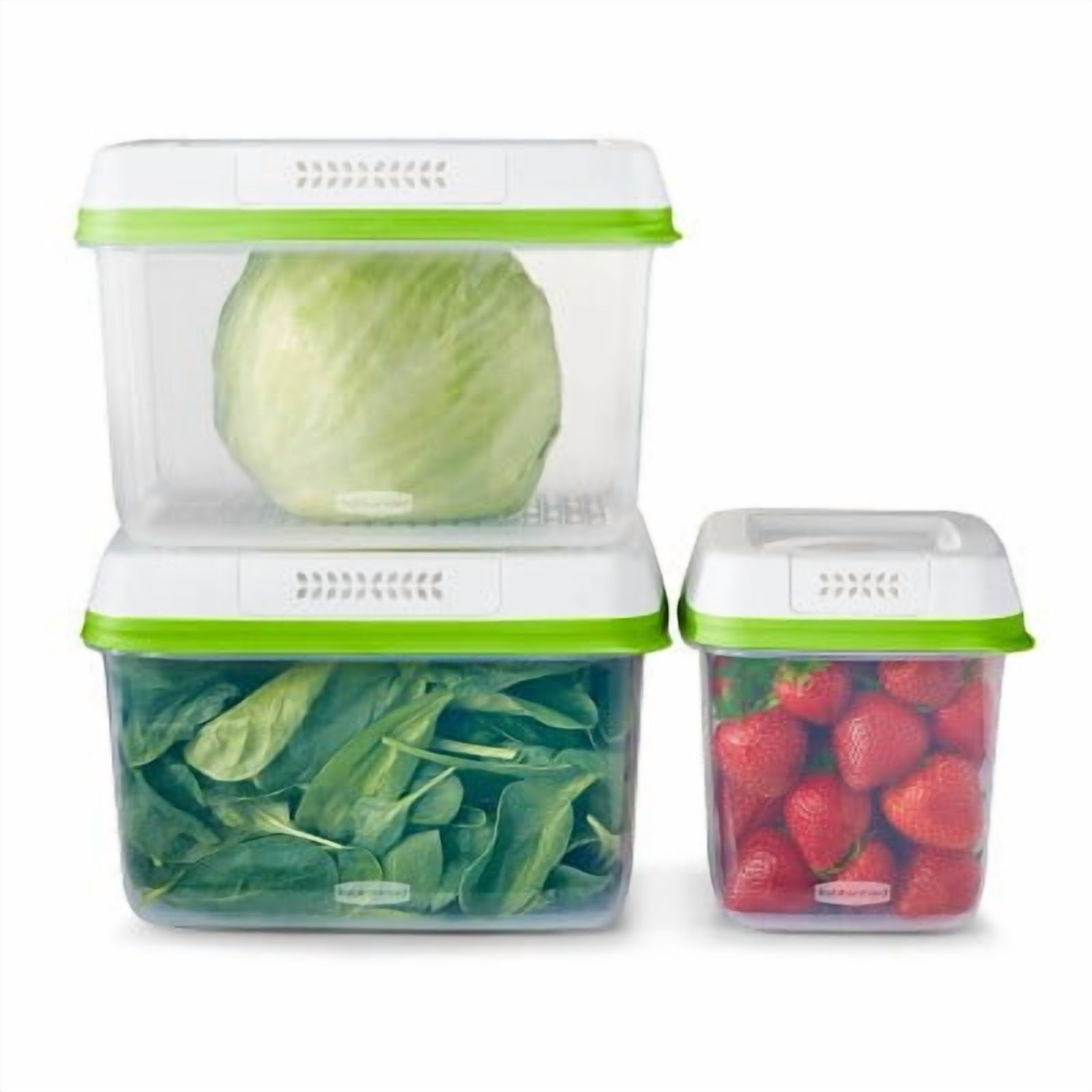 Freshworks 6pc Set: Produce Saver Food Storage Containers, Dishwasher-Safe, Clear Plastic, 3 Containers with Lids