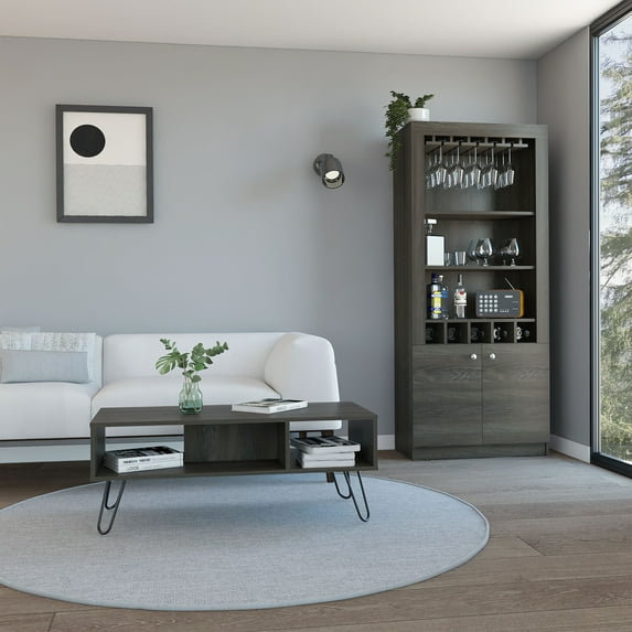 Fresno 2 Piece Living Room Set, Montenegro Bar Cabinet + Vassel Coffee Table, Espresso