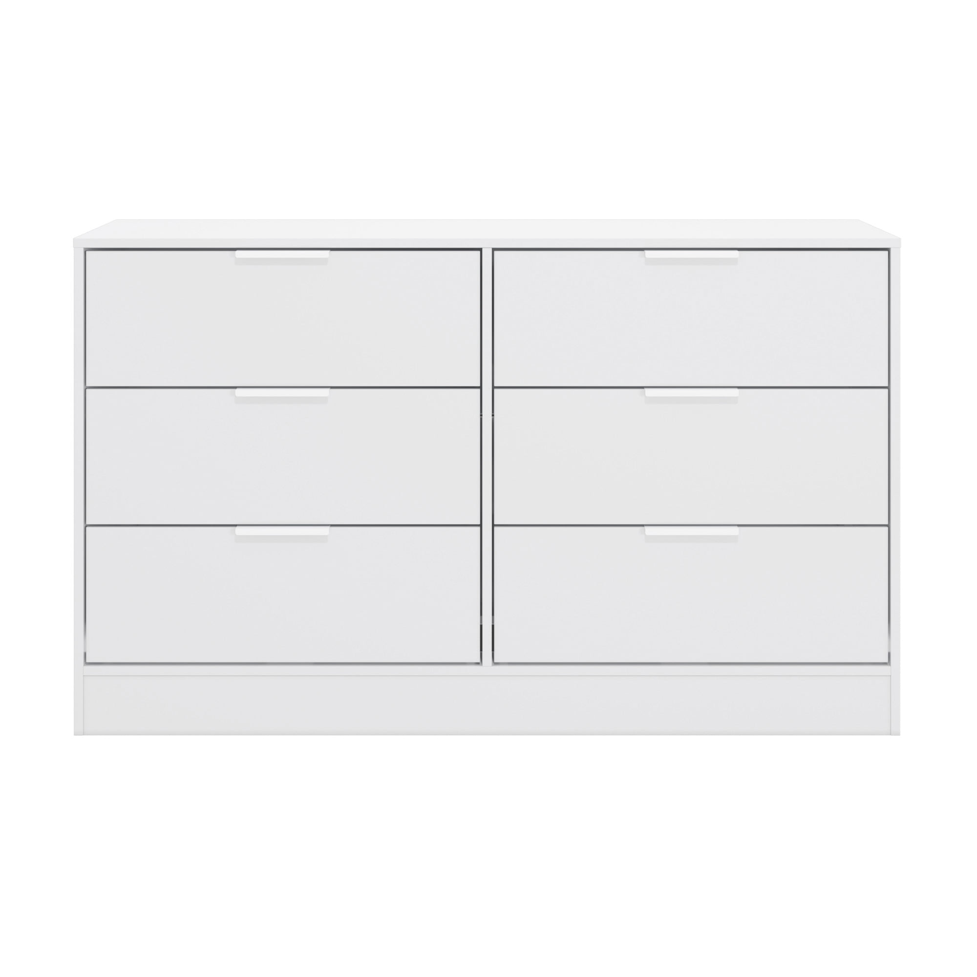 Fresno 52.7" Modern 6 Drawer Dresser in White Finish, for Bedroom 52.